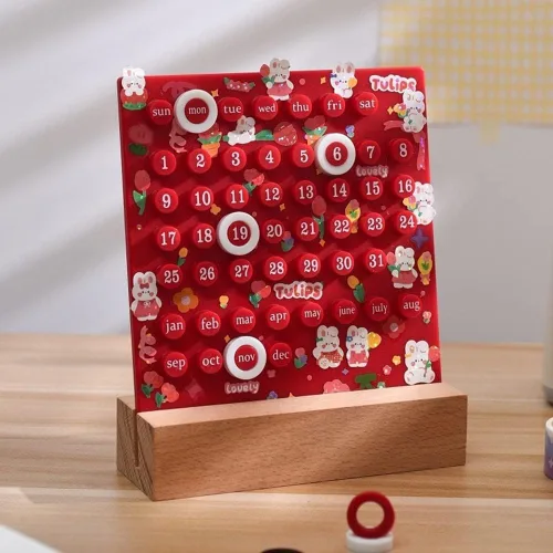 Miniatura 8 de Calendario de escritorio de madera, calendario de planificador perpetuo, regalos únicos, visualización de fecha de mes, decoraciones de escritorio
