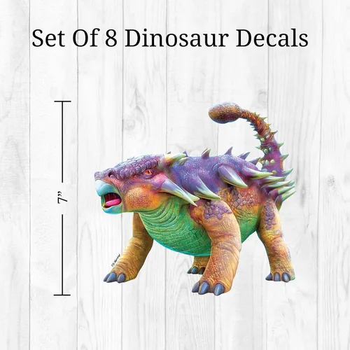 Miniatura 4 de Decalcomania - Calcomanías de pared de dinosaurio por P.D. Moreno, juego de 8 calcomanías para pared, calcomanías para decoración de dormitorio Dino