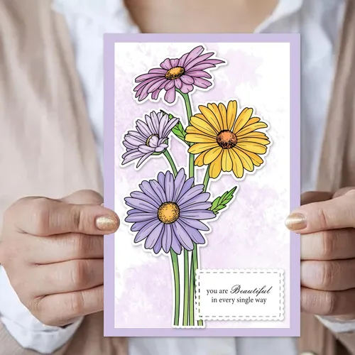 Miniatura 5 de ORIGACH Sellos y troqueles de manzanilla para hacer tarjetas, juego de troqueles y sellos de flores para álbum de recortes de bricolaje decorativo