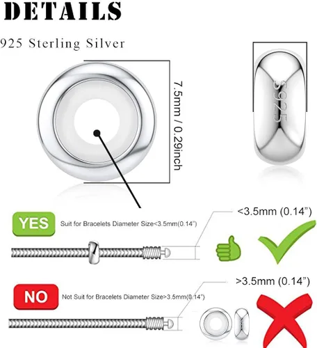 Miniatura 6 de DALARAN Cuentas de tope para pulseras de plata de ley 925 con clip espaciador tapones de pulsera Esmalte