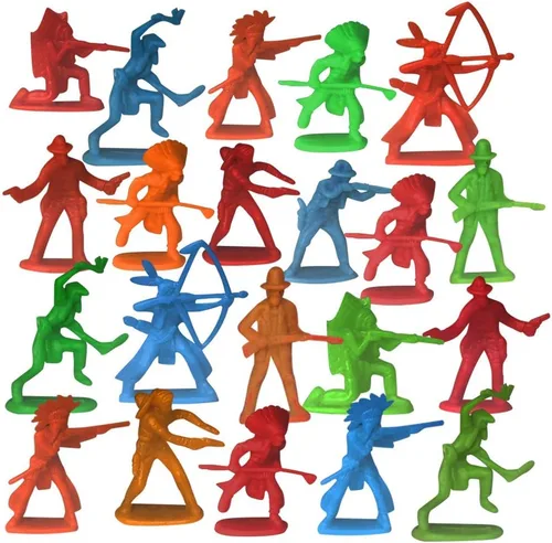 ArtCreativity Surtido de 144 figuras de acción de vaquero e indio – Mini figuras de plástico a granel en varios colores y posturas – recuerdos de