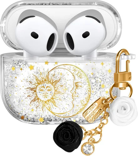 Miniatura 36 de Funda para Apple para Airpods 4 Case 2024 - Arena Movediza Líquida Arte Artístico Estético Funda Mujer Chica Mujeres Brillante Brillo Purpurina