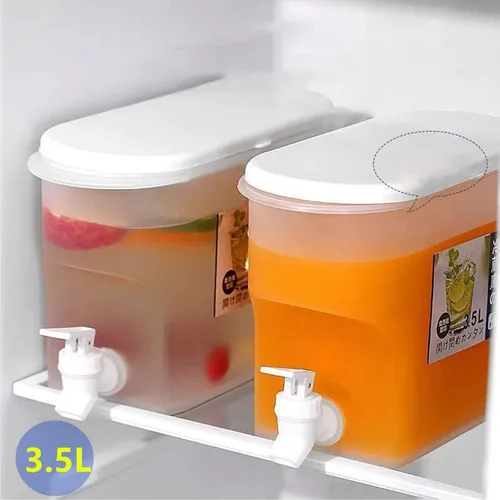 Miniatura 3 de Dispensador de bebidas de plástico, refrigerador de conservación sellada de PP de 3.5 L, recipiente de té de limonada de leche helada, hervidor