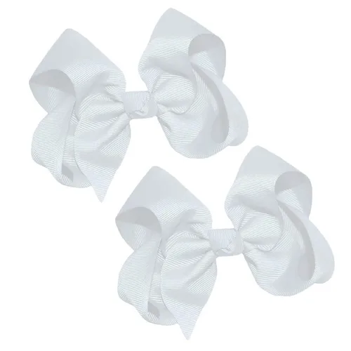 Miniatura 59 de WEBB DIRECT2U Juego de dos lazos para el pelo de grogrén sólido de 4 pulgadas, pinzas de cocodrilo, color verde manzana