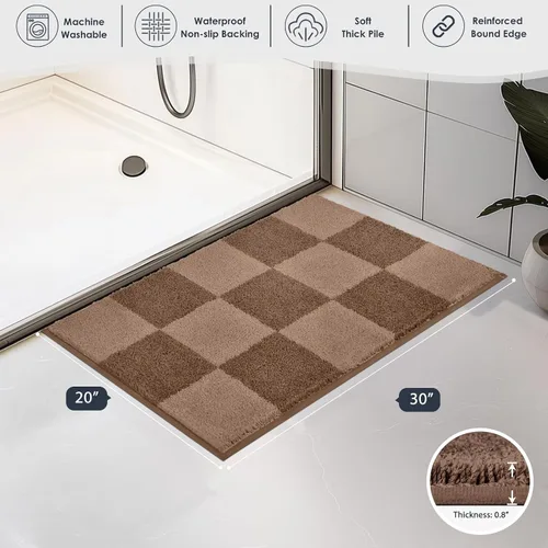 Miniatura 7 de PURRUGS Alfombra de baño antideslizante lavable a máquina 20 x 30 pulgadas, tapete de baño súper absorbente y de secado rápido, alfombra de baño