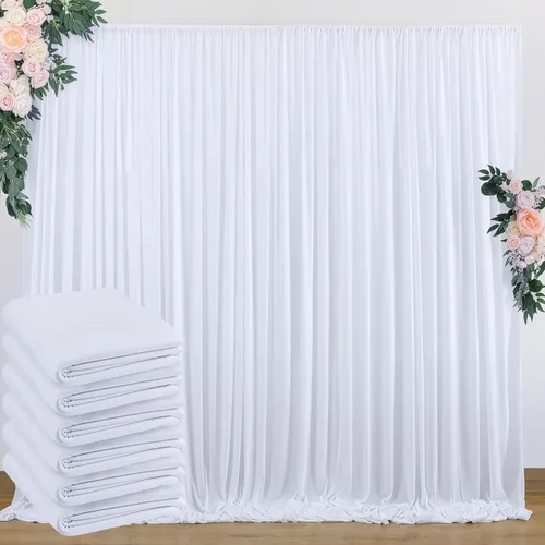 Cortina tipo telón de fondo blanco sin arrugas de 30 pies x 10 pies para bodas, cortinas de fondo de fotos de poliéster para baby shower, fiesta de