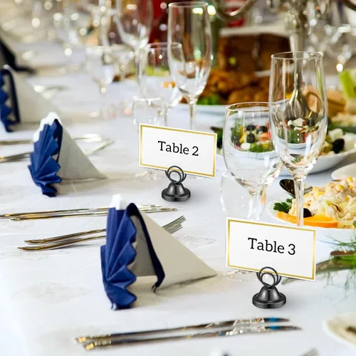 Miniatura 7 de Fulmoon 24 soportes para números de mesa, de acero de 1.5 pulgadas, para bodas, graduaciones, recepciones, restaurantes, fotos en el hogar, fotos