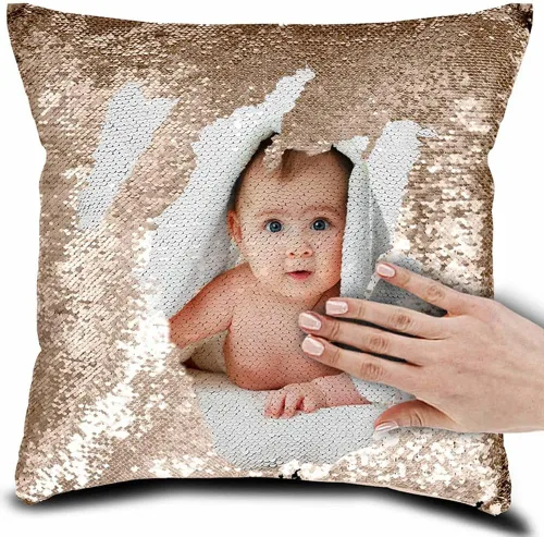 Miniatura 14 de Funda de almohada mágica reversible personalizada, diseño de fotos de lentejuelas, impresión de un solo lado, funda de almohada para fotos