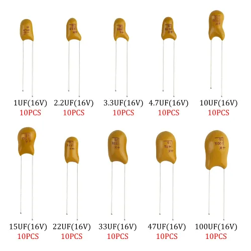 Miniatura 3 de 100pcs 10Value 16V 1 uf - 100 uf Tantalio Kit surtido con una caja de plástico
