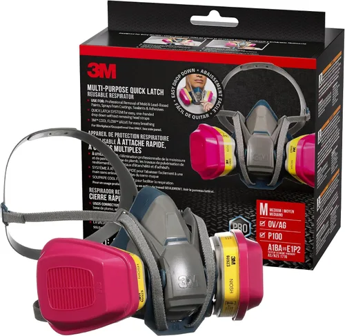 3M™ Respirador reutilizable de cierre rápido multipropósito 65023QLH1-DC, OV/AG/P100, Mdm, 1-Fcpc, 1-pr de 60923 Crtrdg/Fltrs