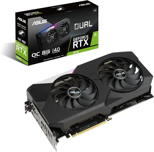 ASUS Tarjeta gráfica dual NVIDIA GeForce RTX 3070 V2 OC Edition para juegos (PCIe 4.0, memoria GDDR6 de 8 GB, LHR, HDMI 2.1, DisplayPort 1.4a,
