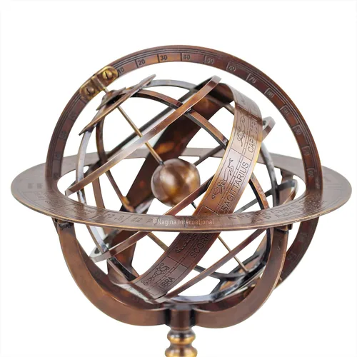 Miniatura 4 de Nagina International Globo de esfera armilar de 19.9 pulgadas de latón antiguo Decoración del hogar y pieza central de mesa Esfera armilar