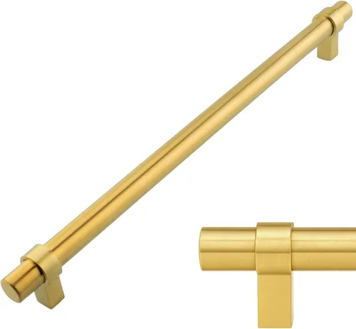 Miniatura 10 de Modket Paquete de 1 manija estilo barra europea de oro cepillado para gabinete de acero inoxidable 304 de 2 pulgadas