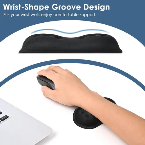 Miniatura 4 de VANKEY Reposamuñecas para ratón, almohadilla de escritorio para ratón, cómodo soporte de muñeca para ratón de computadora, reposamuñecas ergonómico