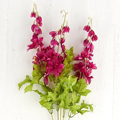 Miniatura 8 de Factory Direct Craft Poly Silk Beauty Pink Delphinium Floral Bush para decoración de interiores
