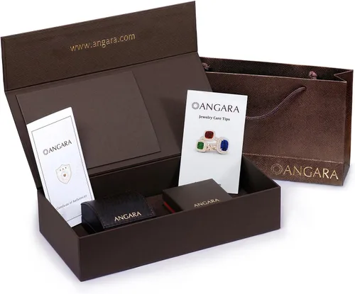 Miniatura 7 de Angara Anillo de ónix negro natural con diamantes en oro macizo de 14 quilates, platino para mujeres y niñas (grado AAA, tamaño 0.354 x 0.276 in)
