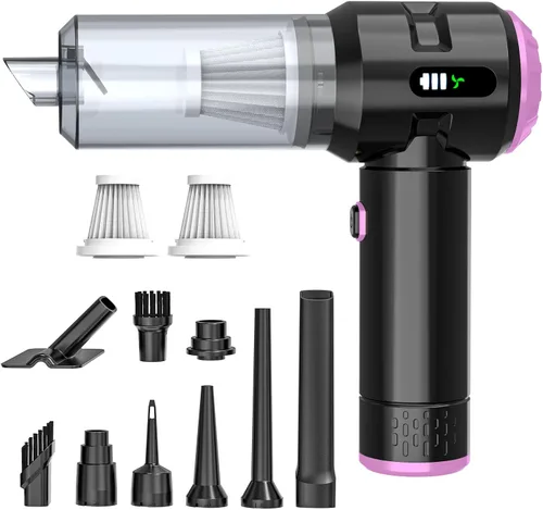 Miniatura 8 de Sycoodeal Aspiradora de mano para automóvil, 25000 PA, fuerte succión ciclónica, portátil, mini aspiradora inalámbrica con pantalla digital, ligera