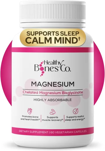 Cápsulas de bisglicinato de magnesio quelado de 300 mg - Fórmula altamente absorbible, recuperación muscular y sueño, suplemento de apoyo óseo y