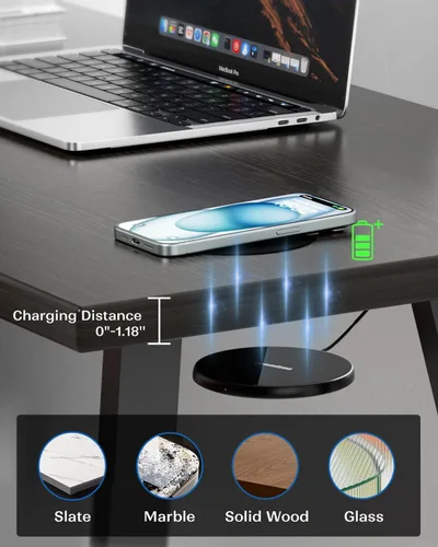 Miniatura 9 de Eazpower Cargador inalámbrico invisible, cargador inalámbrico de 0.000-1.181 in debajo del escritorio, doble uso en o oculto debajo de la mesa
