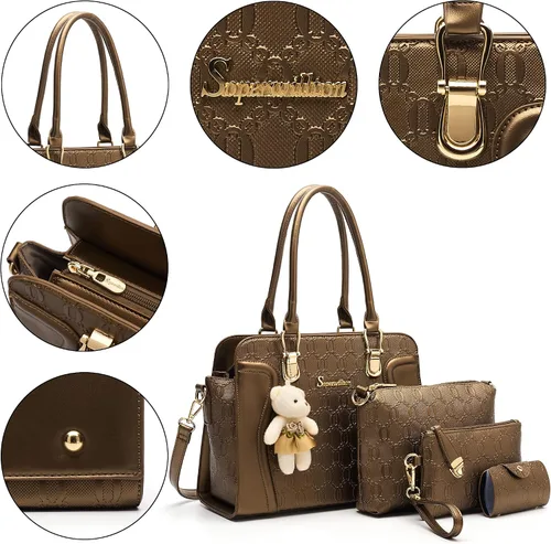 Miniatura 11 de Bolsos de mano de moda para mujer, bolsa de hombro, asa superior, bolsa de mano, juego de 4 piezas