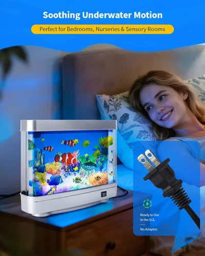 Miniatura 2 de Lámpara de Pecera Falsa – Decoración Frutiger Aero Pecera Artificial con Peces en Movimiento – Luz de Acuario Falsa Relajante y Luz Nocturna Azul