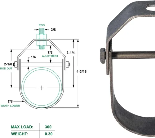 Miniatura 7 de Highcraft HCL-PL12-10 Clevis - Percha (acero sin revestimiento), HCL-PL112-10