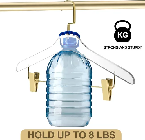Miniatura 4 de Perchas acrílicas transparentes de calidad 40 para faldas y pantalones, elegante colgador con ganchos dorados, organizador de armario para adultos