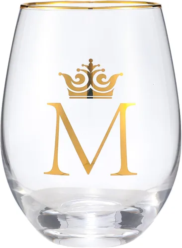 Miniatura 16 de Vaso de vino de 15 onzas con letra A, regalo personalizado con inicial, para boda, dama de honor, cumpleaños, graduación, para hombres y mujeres