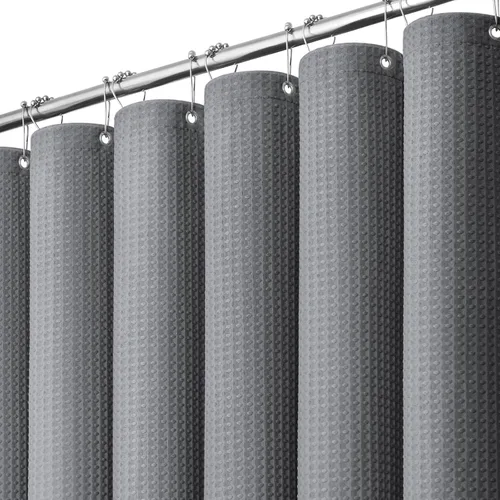 Miniatura 39 de Dynamene cortina de ducha de lino burdeos - cortinas de tela de nido de abeja texturizadas y resistentes para baño, 256GSM, juego de cortinas