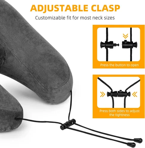 Miniatura 5 de Rewondah Almohada inflable de viaje para avión dormido, almohada inflable para el cuello para viajar en avión con funda lavable, almohada de viaje