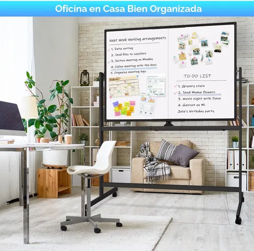 Miniatura 5 de maxtek - Pizarra blanca rodante, pizarra blanca magnética grande de 48x36 con soportes, gran pizarra blanca de doble cara de borrado en seco