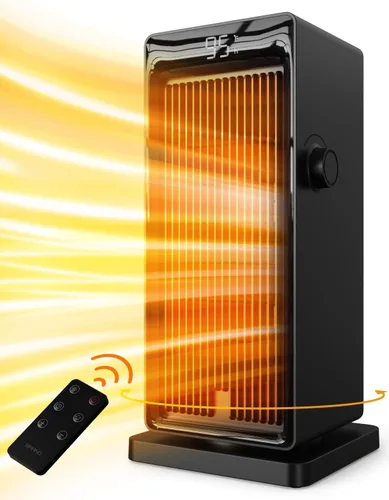 SANVINDER Calentador de espacio, calentadores de espacio de 1500 W para uso en interiores, calentador eléctrico para dormitorio, termostato ECO