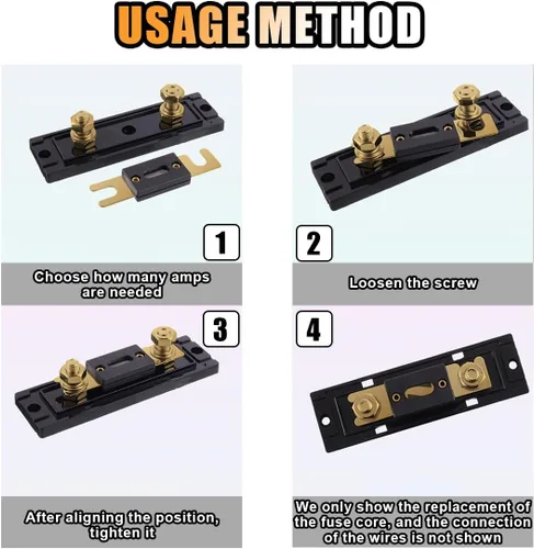 Miniatura 6 de 6 piezas de fusible ANL de 300 amperios/300 A, fusible de hoja para sistema de audio y video de vehículos marinos y automóviles, fusible en línea