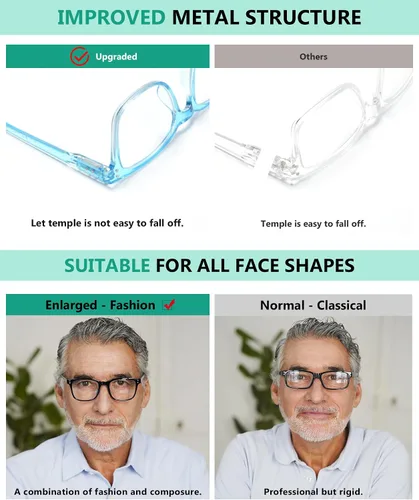Miniatura 4 de Eyekepper Paquete de 5 lentes de lectura grandes – Lectores cuadrados para hombres y mujeres +0.50