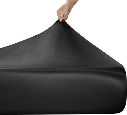 Miniatura 3 de MILVOWOC Sábana bajera ajustable de satén tamaño King - Sábana de cama de fondo suave negro, 1 pieza