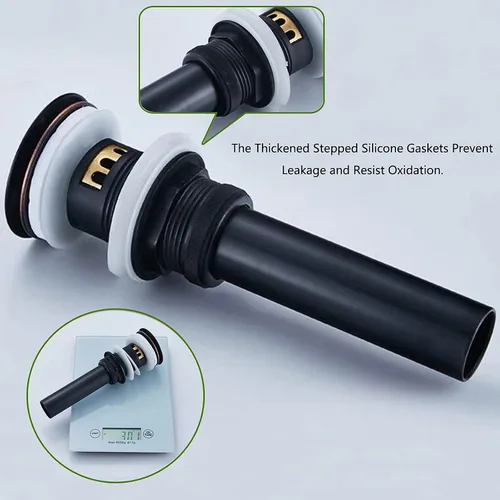 Miniatura 4 de Desagüe desplegable de bronce aceitado con desbordamiento, drenaje de lavabo de baño con colador de pelo, cesta de recogedor de pelo, drenaje