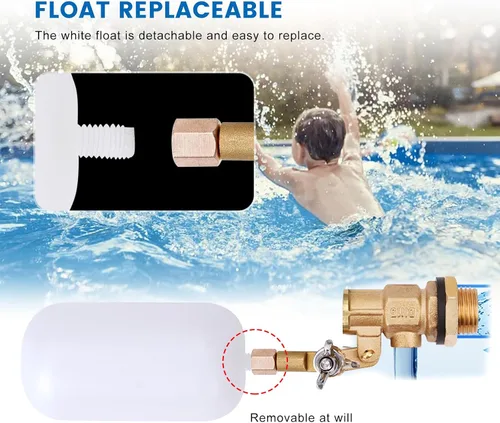 Miniatura 7 de Válvula de flotador de 1/2 pulgada, válvula de flotador de agua de latón con brazo ajustable, válvula de bola flotante de llenado automático