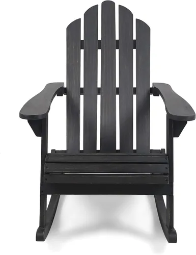 Miniatura 5 de Christopher Knight Home Cara Adirondack - Silla mecedora de madera de acacia para exteriores, acabado gris oscuro