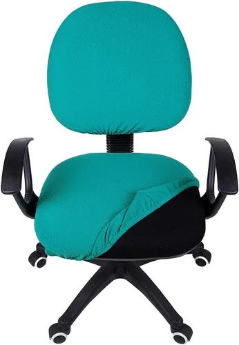 Miniatura 4 de Smiry Fundas elásticas de jacquard para silla de oficina, extraíbles y lavables, fundas universales para silla giratoria de escritorio, funda Verde