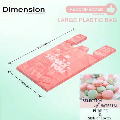 Miniatura 2 de YoYoRain Bolsas de agradecimiento rosadas, 1000 bolsas para camisetas, bolsas para llevar, bolsas de comestibles, reutilizables y desechables, Rosado