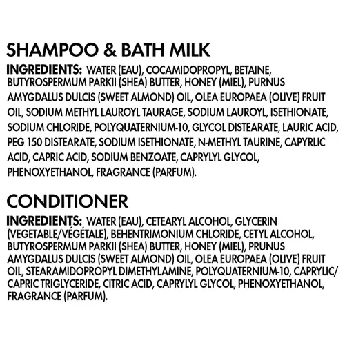 Miniatura 3 de SheaMoisture Baby Essentials, champú nocturno y leche de baño + acondicionador profundo, miel de manuka y lavanda, probado por pediatras