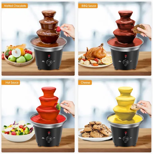 Miniatura 3 de Máquina de fuente de chocolate, calentador de máquina de inmersión de plástico para derretir chocolate, fuente de queso de torre de 3 niveles, mini