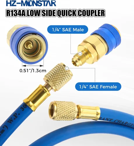 Miniatura 3 de AC R134A - Kit de recarga de freón para refrigerador que incluye R134a Piercing Autosellante, válvulas de perforación de bala BPV31, adaptador