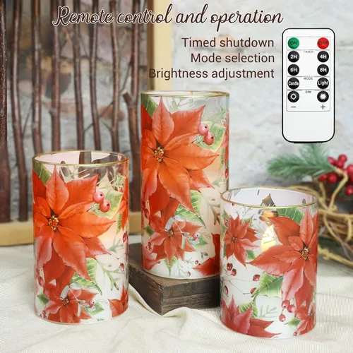 Miniatura 5 de Velas de árbol de Navidad LED sin llama con control remoto y función de temporizador, velas de cera real operadas con pilas para decoración