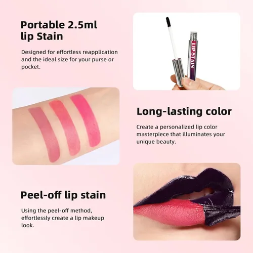 Miniatura 6 de 3 unidades de tinte de labios despegable, tinte de labios de larga duración, delineador de labios impermeable, delineador de labios que se despega