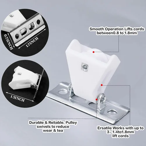 Miniatura 2 de 10 poleas romanas de plástico blanco, mecanismo de bloqueo de cordón de plástico blanco, accesorios de persiana romana, piezas para persianas