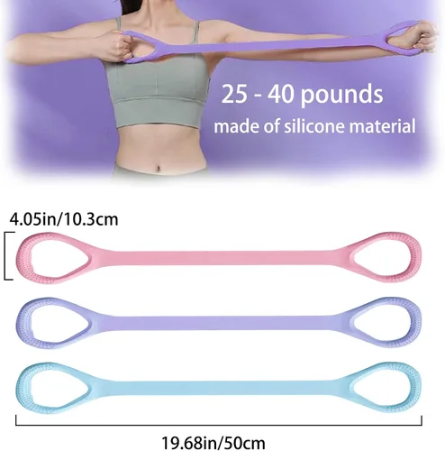 Miniatura 4 de Figura 8 bandas de resistencia para yoga, pilates y fitness, banda elástica de resistencia para brazos, espalda, hombros y pecho, equipo de pilates