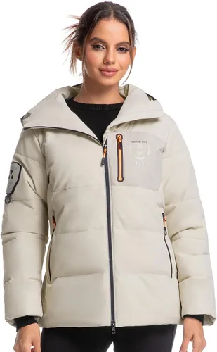 Miniatura 12 de Chaqueta aislante para mujer, resistente al viento, impermeable, con capucha, para esquí, snowboard, con múltiples bolsillos