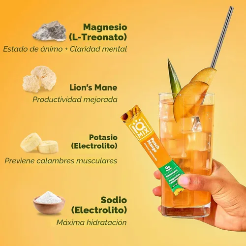 Miniatura 4 de IQMIX - Polvo de electrolitos de hidratación – Fórmula 4 en 1 para hidratación, claridad mental, estado de ánimo y recuperación – Mezcla de bebida
