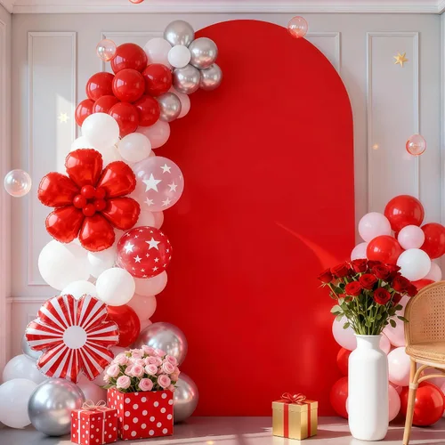 Miniatura 29 de Cubierta de Fondo de Arco Beige de 6 Pies - Cubiertas de Poliéster Ajustadas para Soporte de Arco de Boda con Parte Superior Redonda, Cubierta